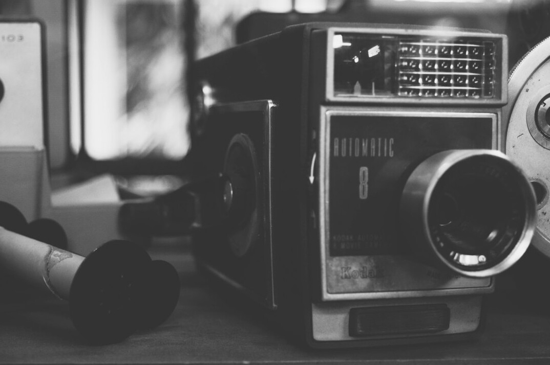 Vintage black and white television studio camera setup