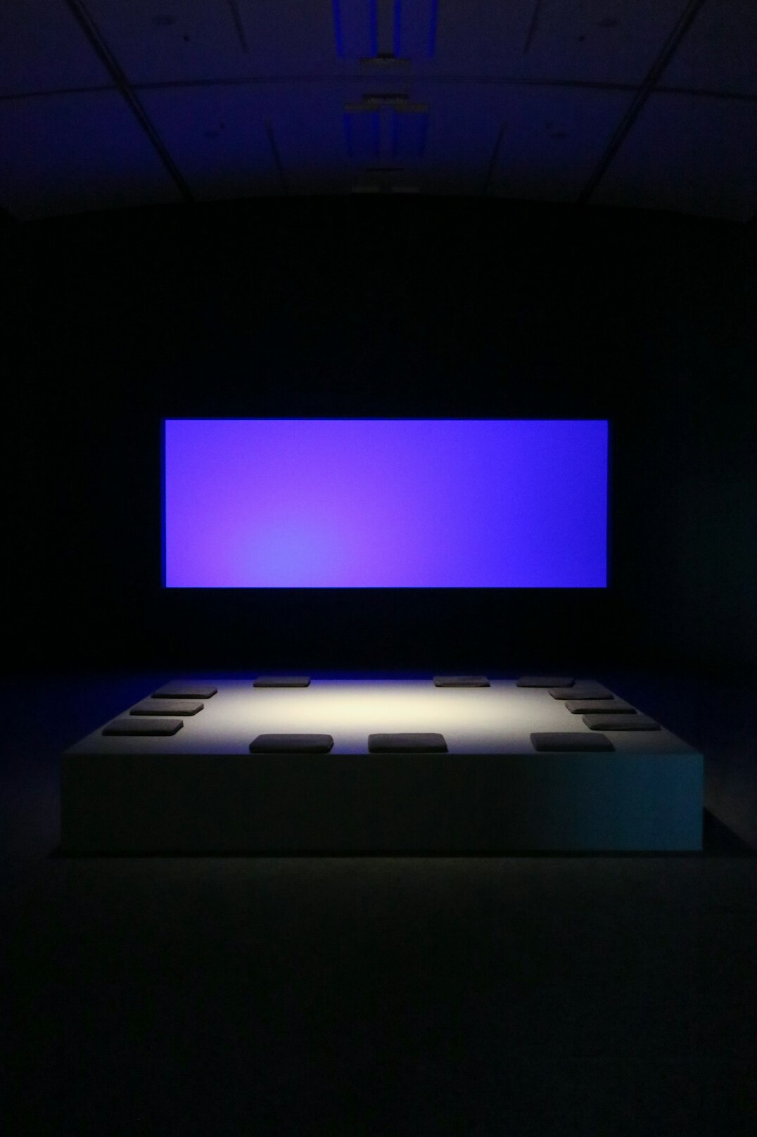 Empty immersive LED volume stage with glowing panels